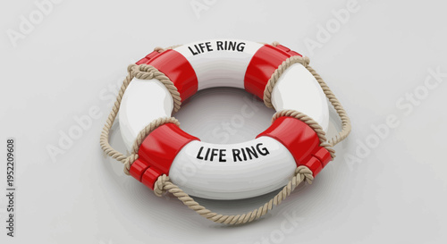 Vector life ring icon with rope handles