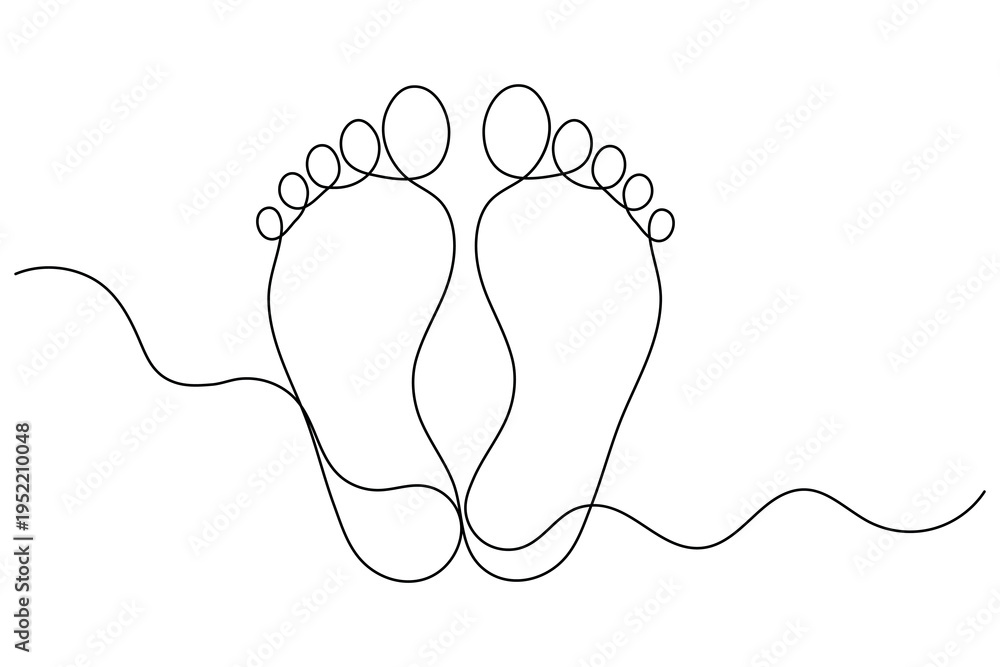 Obraz premium Human Foot Sole Continuous One Line Drawing Minimalist Body Part Outline Vector Illustration