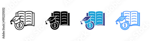 Scholarship icon set multiple style collection