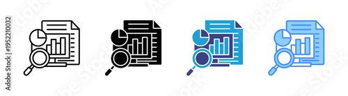 Research icon set multiple style collection