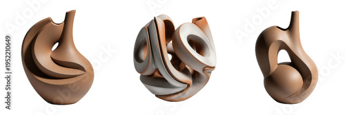 Abstract Geometric Ceramic Sculpture PNG