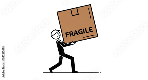 Man Carrying Fragile Box.