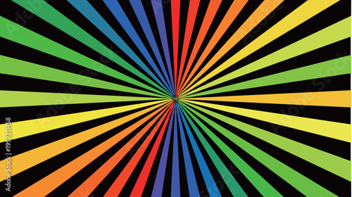Vibrant Rainbow Sunburst Radial Lines Background