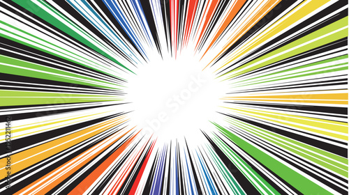 Colorful Comic Book Style Speed Line Radial Burst Background