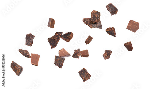 chocolate pieces isolated on transparent background