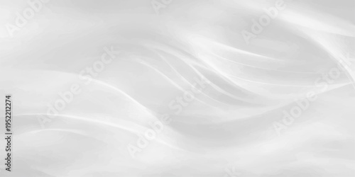 Smooth white silk and satin fabric background with soft flowing waves and luxury textile curves creates a grey light drapery design