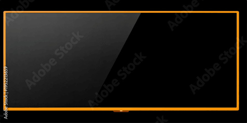 A blank black and white photo frame sits near a book and blackboard on a dark metal texture background with yellow sign icons and a gray steel vector banner design
