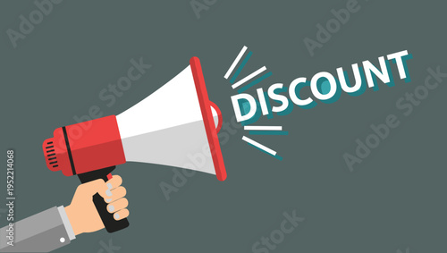 Discount, sale, promotion, megaphone, announcement, marketing, advertising, loudspeaker, retail, offer, banner, alert, commerce, deal, graphic, special, savings, attention, campaign, shopping