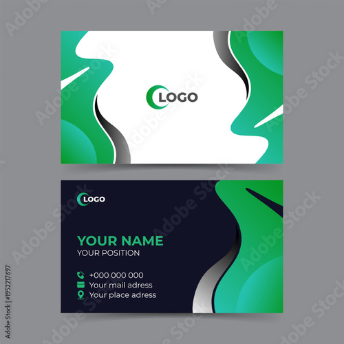 Modern busines card template with green shape