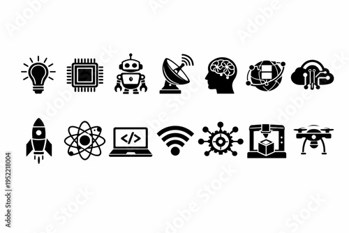 Collection of technology and innovation icons