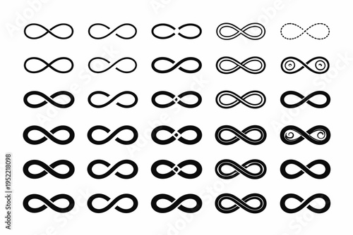 Collection of infinity symbols with various designs and styles