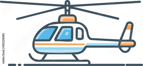 Minimal line icon of a helicopter with rotor blades, air transport symbol