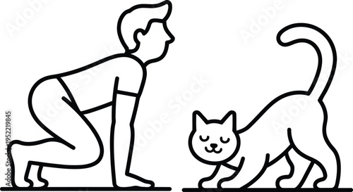 Funny Cat Doing Yoga Better Than Human Line Art for International Yoga Day