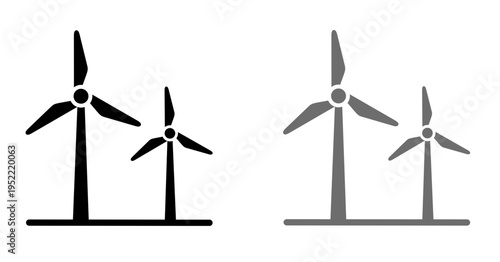 Wind turbine icons set. Vwctor illustration of wind turbine icons set