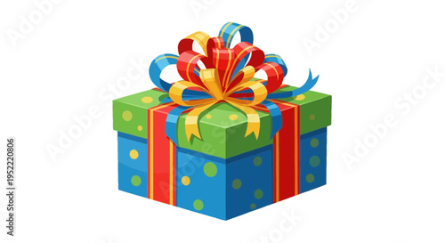 Colorful Gift Box with Ribbon and Bow