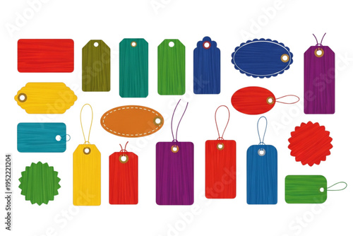 set of empty price tags from different colors clean and isolated