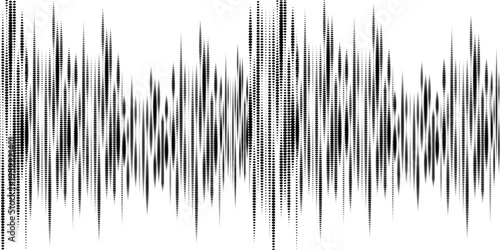 Vertical halftone abstract dotted line, monochrome pulse echo lines  vector background.