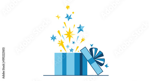 Surprise Gift Box Bursting with Stars and Confetti