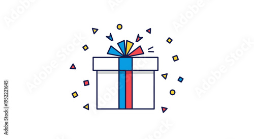 Surprise Gift Box with Colorful Confetti Celebration