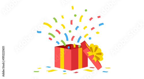 Surprise Gift Box with Colorful Confetti Explosion