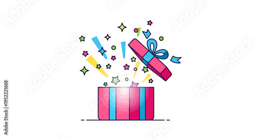 Surprise Gift Box with Confetti and Sparkles