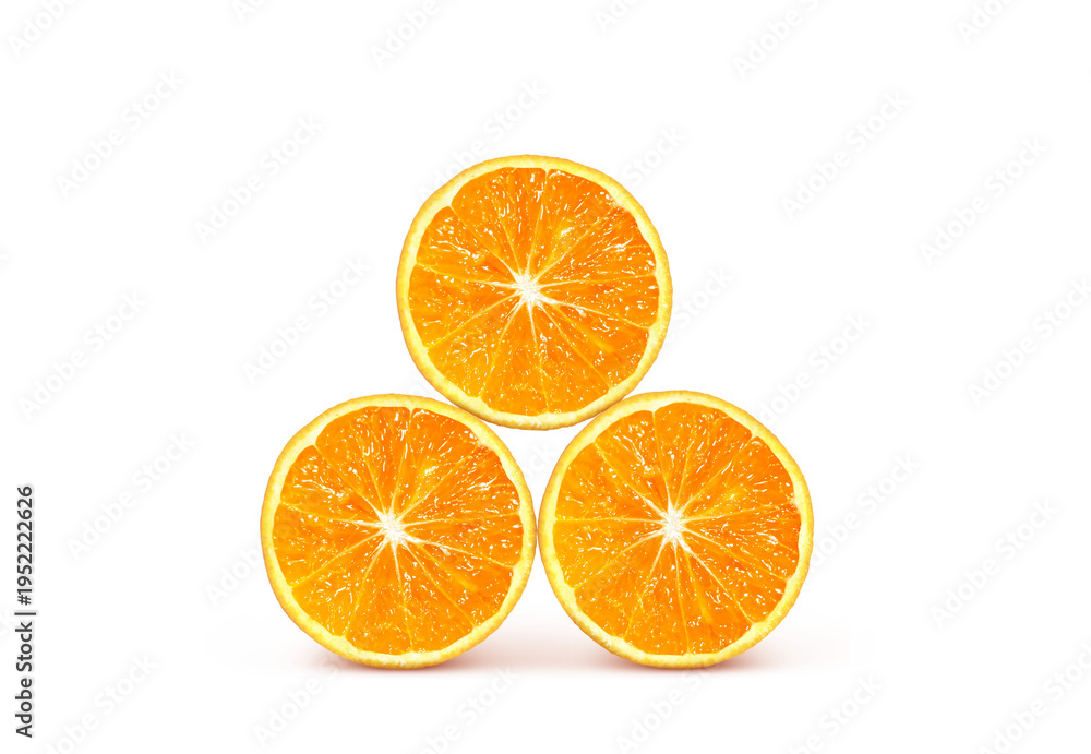Fototapeta premium Three halves of an orange PNG transparent.