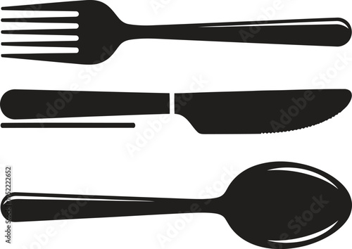 Fork, knife, and spoon illustration