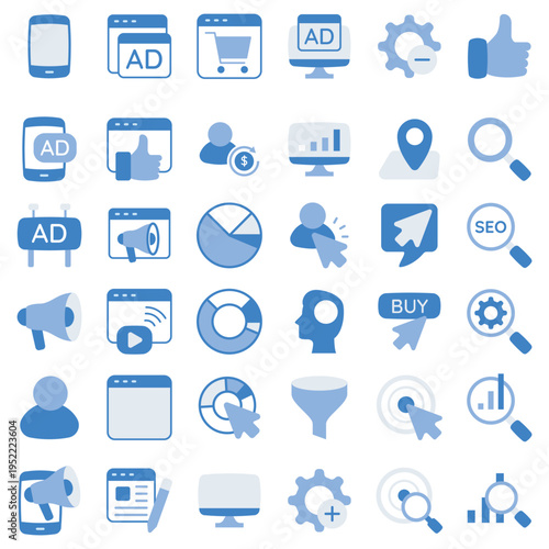 Complete SEO and digital marketing icon mega bundle