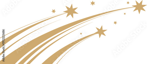 Golden shooting stars and abstract light trails create a dynamic and celebratory festive background design