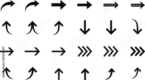 Arrow icons collection direction navigation signs set curved straight arrows pointer symbols isolated on white background vector illustration design