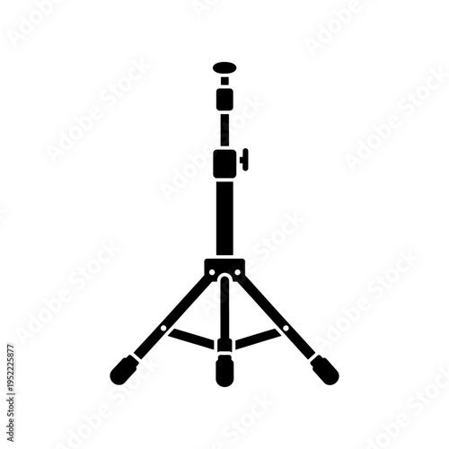 A simple black tripod stand is depicted in a stark minimalist design a bold silhouette