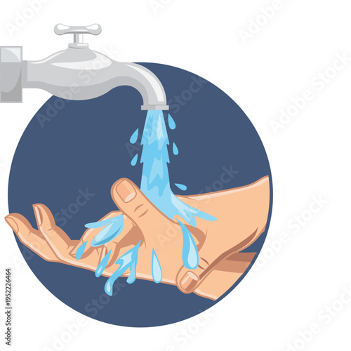 Vector illustration cartoon element  of washing hands using a water tap