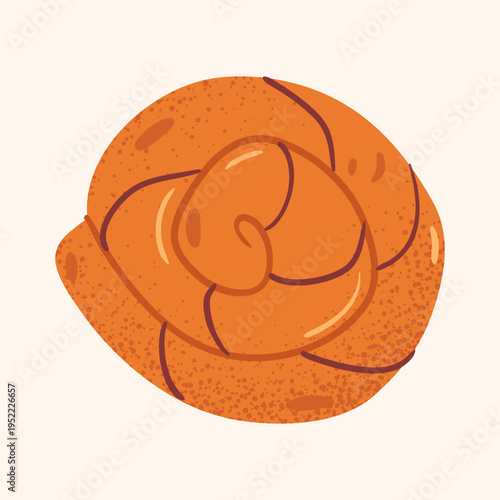 Round cookie with cocoa. Hand drawn vector illustration for dessert menus, bakery branding, food packaging.
