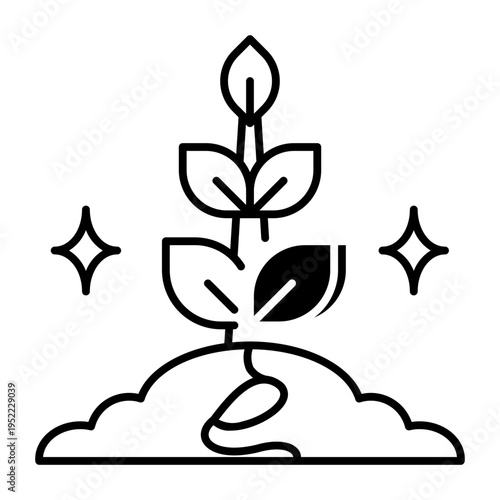 This Growing seed icon is suitable for gardening, etc