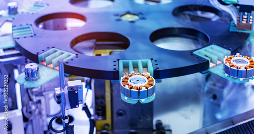 copper coils inside electric motor,Rotor of electric motor with Robotic and Automation system control application in factory