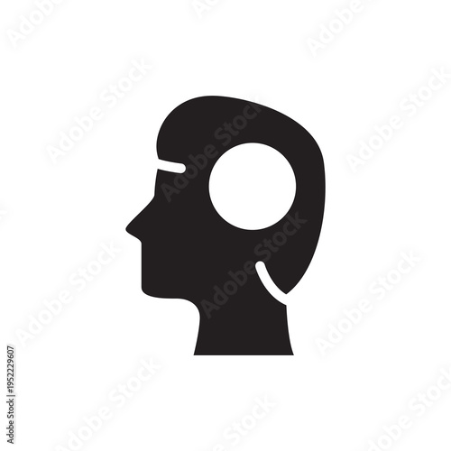 Human head with brain process for intellect and ideas icon