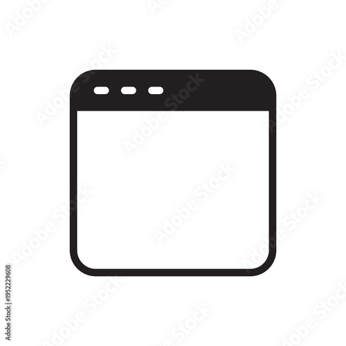 Empty web browser window frame for interface design icon