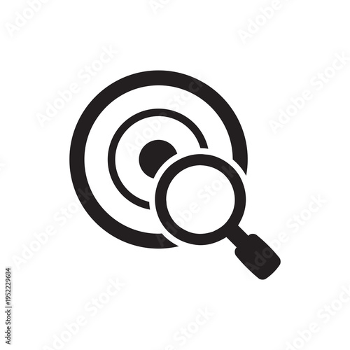 Magnifying glass with target focus for goal discovery icon
