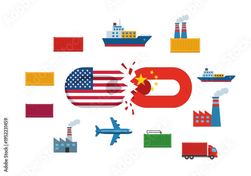 USA and China broken link in global trade and industry network due to economic relations