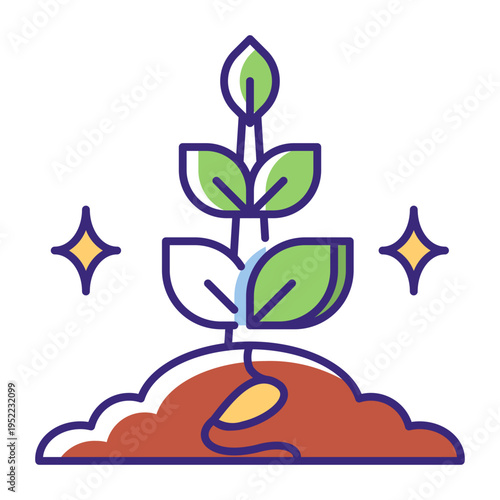 This Growing seed icon is suitable for gardening, etc