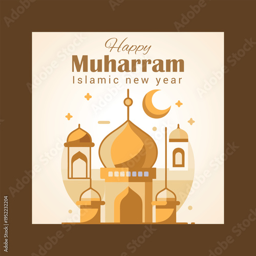 Happy muharram islamic new year celebration
