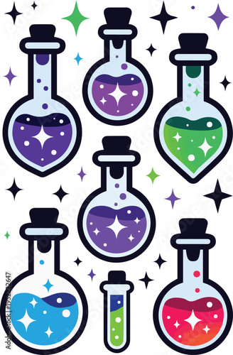 Magical Colorful Potion Bottles Collection
