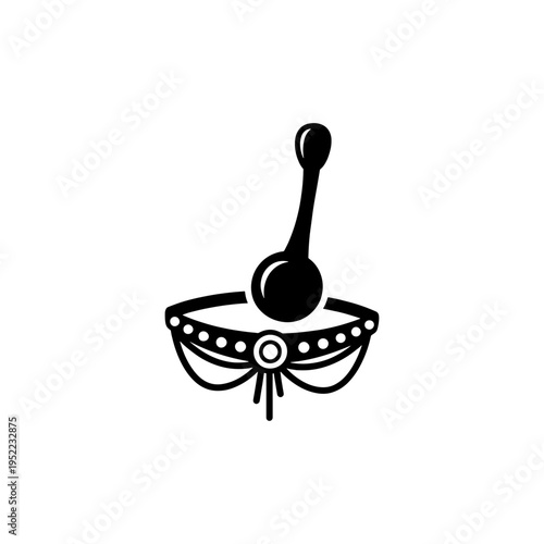 A striking black silhouette depicts a vintage hat with decorative detailing and a wide brim silhouette