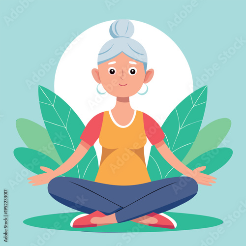 Elderly Woman Practicing Yoga