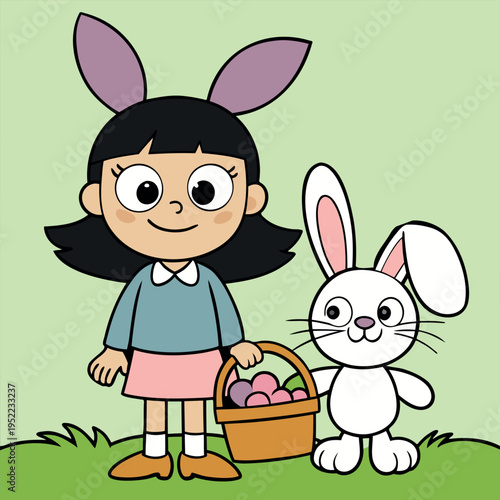 Little Girl with Easter Bunny