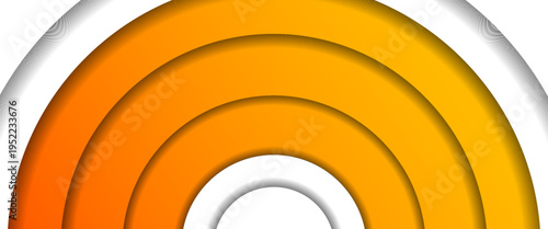 Abstract orange circular vector background with layered concentric curves and soft shadows, creating a modern, smooth, and dimensional geometric design.