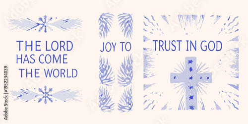 Religious artwork featuring text and stylized floral and cross designs