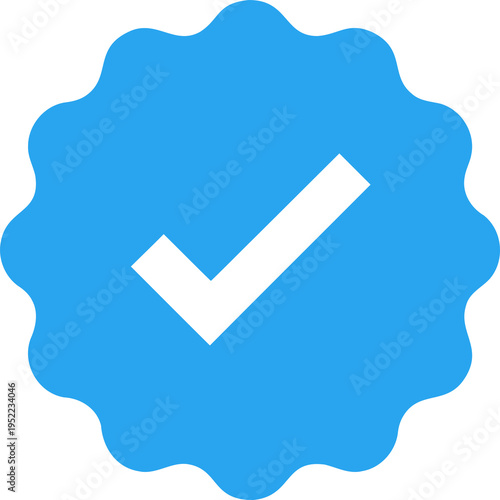 Fotografía Blue verified badge icon with check mark for social media account profile authen