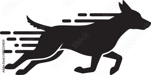 Black silhouette of a dog running fast with motion blur lines dog silhouette running dog fast dog speed lines