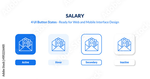 salary UI button states set. Outline icon kit from human resources collection. Thin linear salary, currency, money editable vector. Line vector salary sign for web and mobile interface